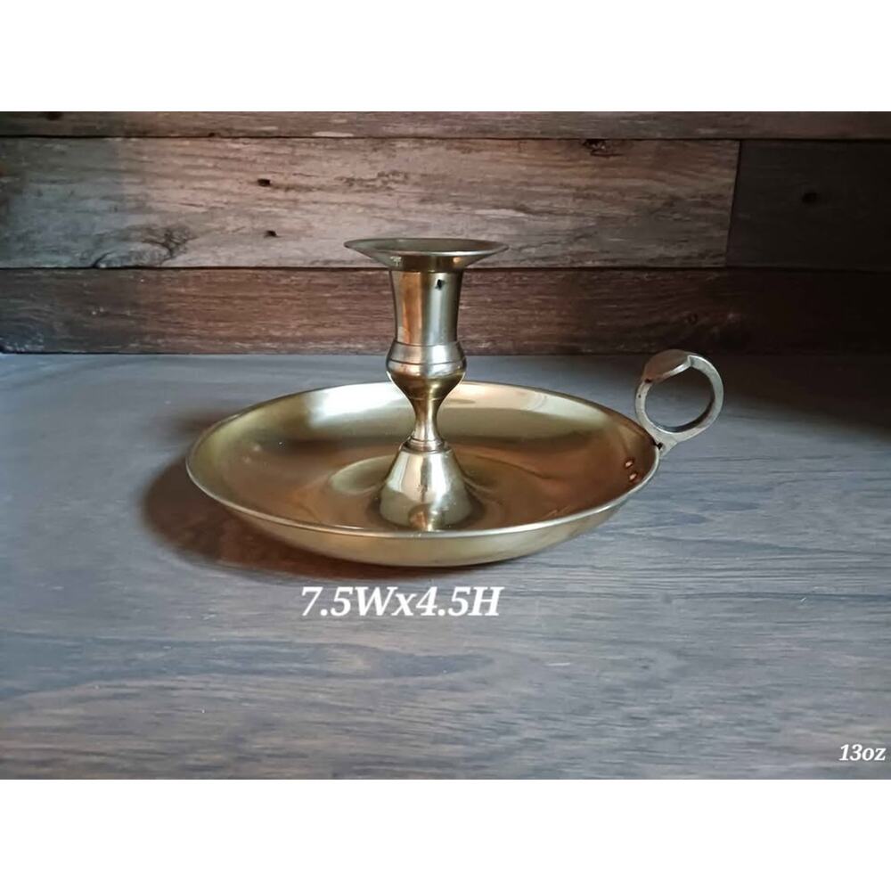 Vintage brass chamber candle holder drip pan
